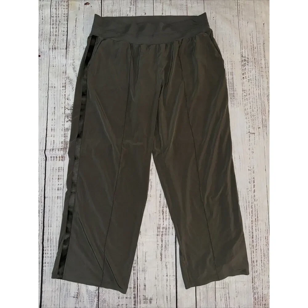 Athleta Women’s Nolita Wide‎ Leg Dark Green Pants Pull On Comfort Size 20